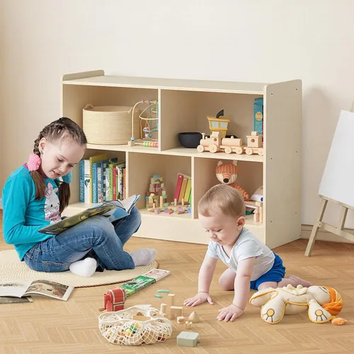 Miniatura 7 de Estante Montessori de madera, organizadores y almacenamiento de juguetes de 2 estantes, organizador de aula para niños, sala de juegos, guardería