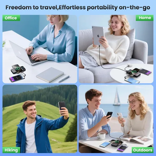 Miniatura 6 de Cargador portátil inalámbrico de 40,800 mAh con cables integrados, carga inalámbrica de 15 W, 25 W, PD QC4.0, cargador de batería externa USB-C