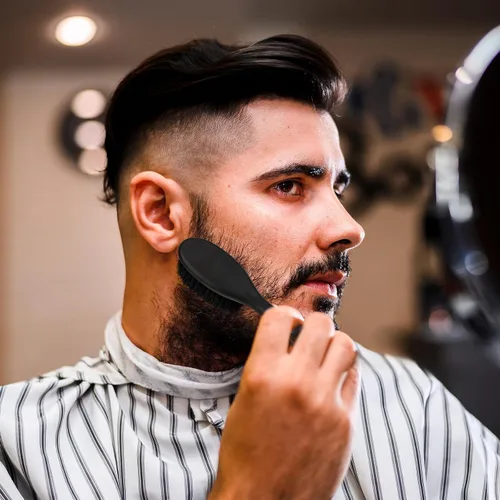 Miniatura 7 de Mozeat Lens Cepillo de pelo, 2 piezas de cerdas naturales de jabalí, mango de ABS, cepillo de peluquero profesional para desenredar, alisar