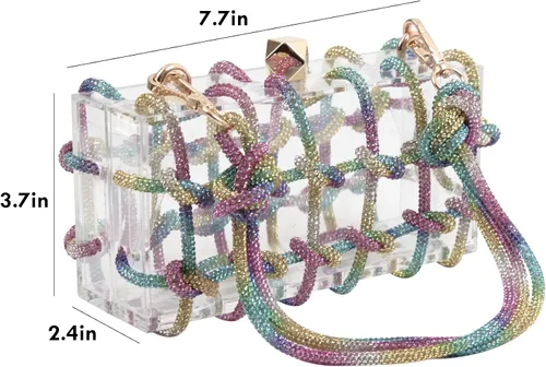 Miniatura 7 de Diamante hand Bag. Rhinestone Evening bag. Hardbodied acrylic handbag. Gift for her. Sparkling rope handbag