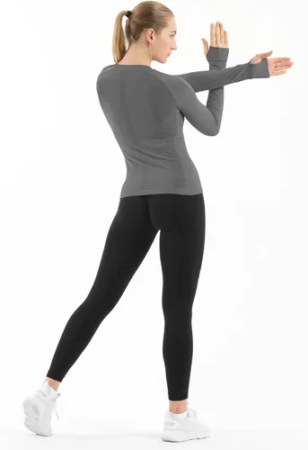 Miniatura 3 de MathCat - Camisetas de entrenamiento sin costuras para mujer, camisetas de yoga de manga larga, camiseta deportiva para correr, camiseta atlética