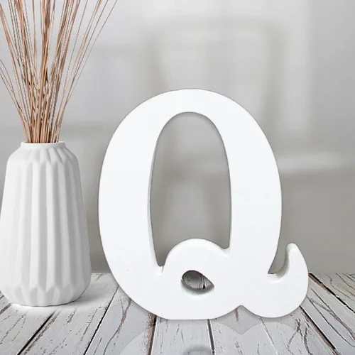 Miniatura 17 de AOCEAN Letras de madera blanca de 4 pulgadas sin terminar para decoración de pared, letras decorativas de pie en rodajas, decoración de tablero