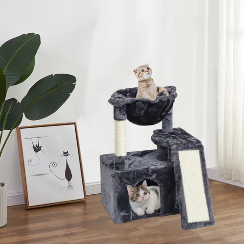 Miniatura 7 de SYANDLVY Árbol de gato de 23.62 pulgadas para gatos grandes de interior, torre para gatos con postes rascadores y tabla, muebles modernos de cama