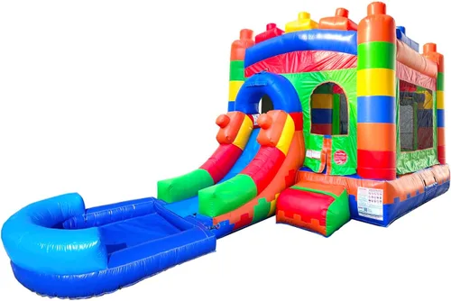 Miniatura 9 de Crossover - Casa inflable de rebote con tobogán para niños, 26.5 x 12 x 14.5 pies, bloque de construcción combinado de tobogán acuático, incluye
