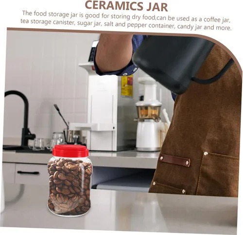 Miniatura 3 de Hemoton 2 tarros herméticos de almacenamiento de plástico para organización de cocina, recipientes de alimentos transparentes, tapa sellada para té