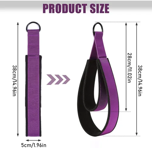 Miniatura 2 de Correas TOBWOLF para Pilates - Correas de doble bucle con anilla en D para Reformer, acolchadas, para entrenamiento en casa o en el gimnasio Púrpura