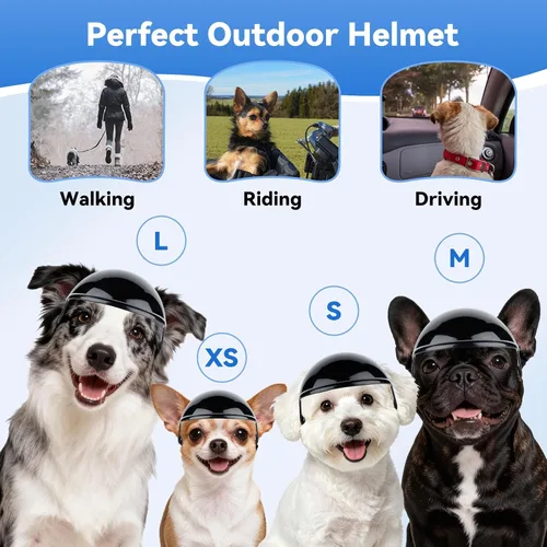 Miniatura 2 de LESYPET Casco para perros extra pequeños, casco de motocicleta ajustable para perros con diseño de agujero para las orejas, ideal para montar al