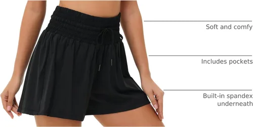 Miniatura 36 de Blaosn Pantalones cortos atléticos fluidos para mujer, gimnasio, yoga, entrenamiento, correr, pantalones cortos de tenis, falda falda linda, ropa