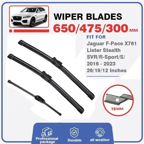 Miniatura 2 de Limpiaparabrisas compatible con Jaguar F Pace X761 SVR Sport S 2016-2023 FPace F-Pace LHD RHD - Escobillas para parabrisas delantero y trasero