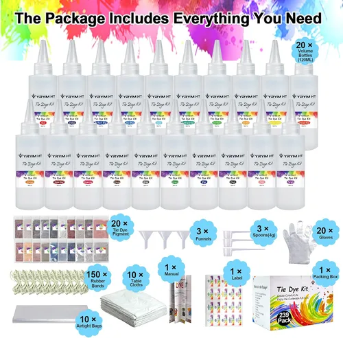 Miniatura 4 de Kit grande de teñido anudado para niños y adultos – Paquete de 239 kits permanentes de teñido anudado para ropa, manualidades, tela, textil, fiesta