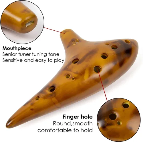 Miniatura 4 de Ocarina, instrumento musical Ocarina de cerámica de 12 tonos Alto C con libro de canciones, cuerda para el cuello, bolsa de transporte, buen regalo