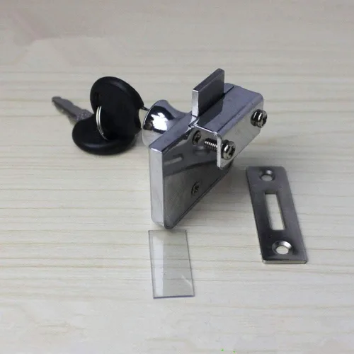 Miniatura 4 de RLECS Cerradura de cristal doble de la puerta con llave similar, escaparate de la exhibición del gabinete Cerraduras de empuje de la puerta