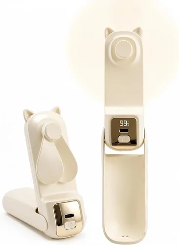 FrSara Ventilador de mano portátil, pequeño ventilador personal recargable, artículos esenciales de viaje de verano con 3 velocidades, 2000 mAh,