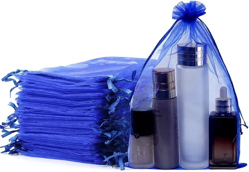 Miniatura 24 de Meowoo 100 bolsas de organza, bolsas de malla pequeñas de 3 x 4 pulgadas con cordón, bolsas de regalo de malla con cordón para joyas, dulces