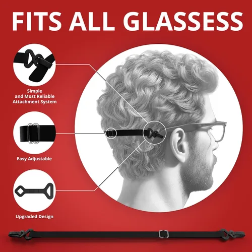 Miniatura 2 de X-Protector Correa para Gafas - 4 PCS, Negro - Correa para Gafas de Sol con Soporte Universal para Gafas - Correas Ajustables para Anteojos