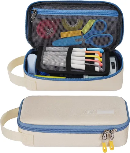 Estuche grande para lápices, estuche duradero para bolígrafos con gran capacidad, bolsa de papelería portátil minimalista con asa para escuela,
