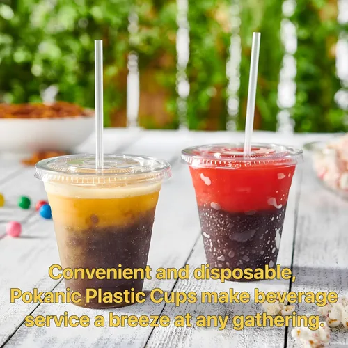 Miniatura 4 de Plastic Clear Cups [12 oz] with Lids and Straws [10 Set] Disposable Cold Beverage Drinking Iced Coffee Water Juice Tea Party Travel Cafe School