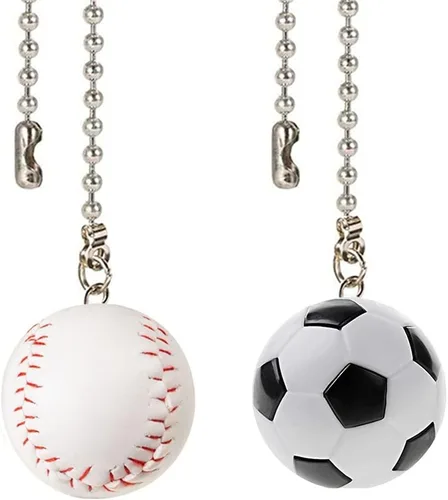 Miniatura 8 de Tiradores de cadena para ventilador de techo, extensión decorativa de 12 pulgadas, adornos extensores de fútbol y baloncesto, juego de tiradores