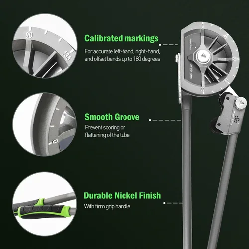 Miniatura 3 de WISSCOOL Doblador de Tubo de 3/8" con Rodillo Tubo Doblador de Tubos 0-180° Herramienta HVAC para Tubos de Cobre, Aluminio, Hierro y Acero
