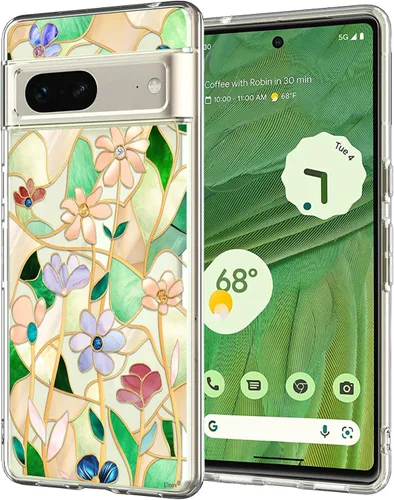Miniatura 16 de Unov - Funda compatible con Pixel 7, diseño transparente de TPU suave, absorción de impactos, delgada, patrón labrado, cubierta protectora trasera