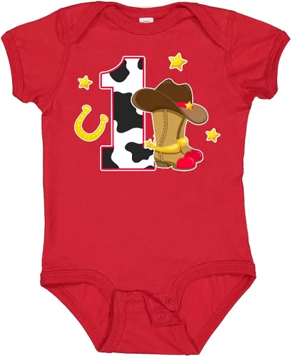 inktastic Body de bebé de vaquero para cumpleaños de 1 año con botas de vaquero