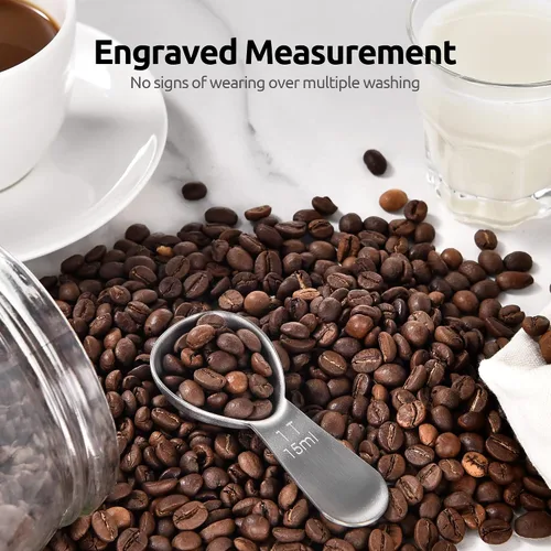 Miniatura 4 de Cuchara medidora de café de acero inoxidable 18/8: U-Taste 1 cucharada de metal, cuchara medidora de mango corto para café molido, granos, espresso