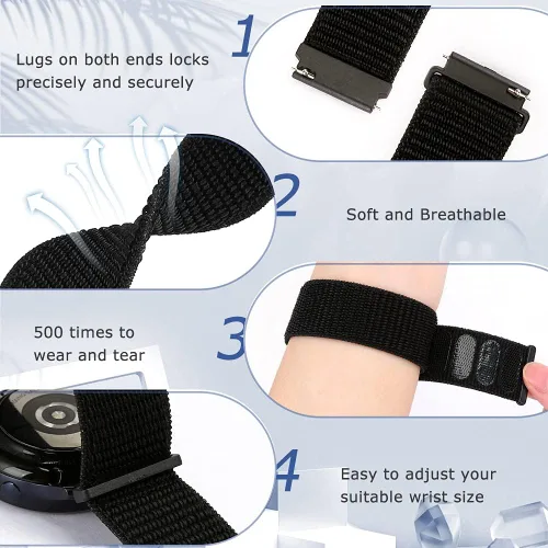 Miniatura 5 de Correas deportivas de nailon de 0.709 in de liberación rápida compatibles con Garmin Venu 4 1.614 in/3S 1.614 in/Venu 2S/Vivoactive 4S/Vivomove