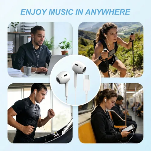 Miniatura 7 de USB C Headphones for iPhone 17/16/15 Pro Max, Wired in-Ear Earphones Type C Earbuds with Mic & Volume Control Compatible with iPhone 17/16/15