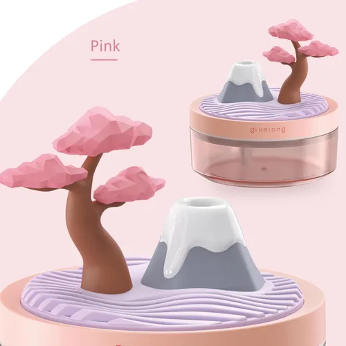 Miniatura 8 de PRATIQUE Mini humidificadores portátiles de escritorio para dormitorio, humidificador pequeño con cerezo, niebla silenciosa, fría, apagado Rosa