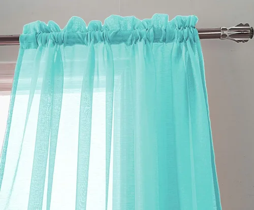 Miniatura 3 de RT Designers Collection Celine - Cortina transparente con bolsillo para barra, 55 x 90 pulgadas, color aguamarina