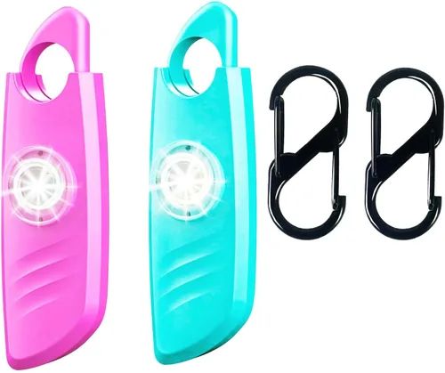 FA FIGHTART Paquete de 2 sirenas de alarma de seguridad personal para mujeres, luz estroboscópica de sonido de 140 dB con dispositivos de llavero