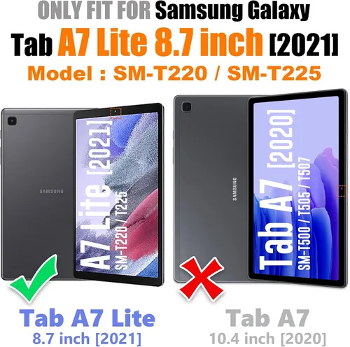 Miniatura 7 de SEYMAC stock Funda para Samsung Galaxy Tab A7 Lite de 8.7 pulgadas con protector de pantalla y soporte para lápiz [correa de mano giratoria 360]