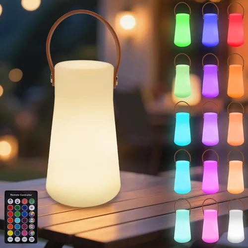 Luz nocturna portátil LED recargable de 16 colores con control remoto, 4 modos y 8 niveles de brillo, práctica para dormitorio, fiestas, decoración