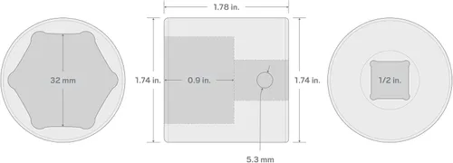 Miniatura 6 de TEKTON SID22132 Dado de impacto de 6 puntos de 1 17/64 pulgadas (32 mm) impulsor de 1/2 pulgada