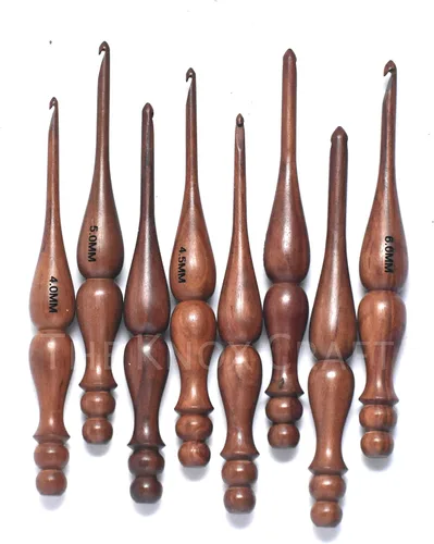 Miniatura 5 de THE KNOX CRAFT Gancho de ganchillo con mango ergonómico, gancho de ganchillo de madera hecho a mano de 7 pulgadas, aguja de tejer, hilo de tejido