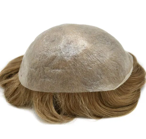 Miniatura 4 de Toupee - Sistema de reemplazo de pelo transparente para hombres de piel ultrafina de 0.002 in, poliéster superfino, todos los lazos en V, base