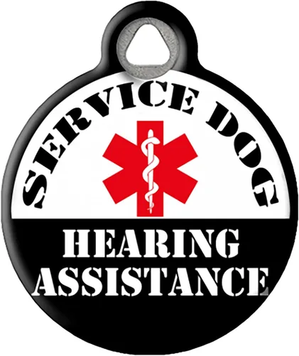 Miniatura 13 de Etiqueta de identificación personalizada para perros de servicio con revestimiento de polímero silencioso con información de identificación Perro
