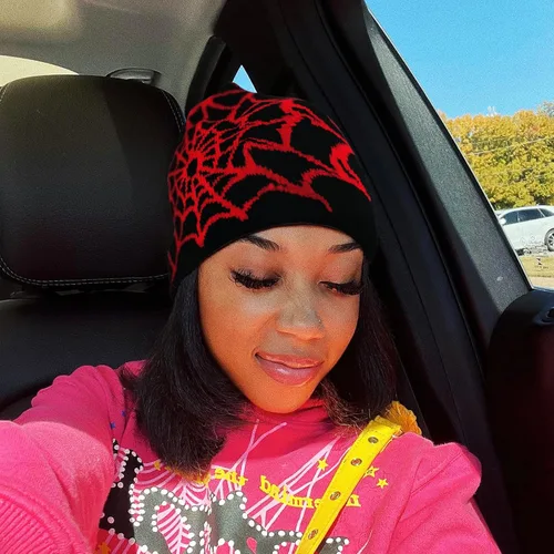 Miniatura 4 de Y2k Beanie para mujer, gorro de tela de araña Y2k, regalo ideal para el invierno