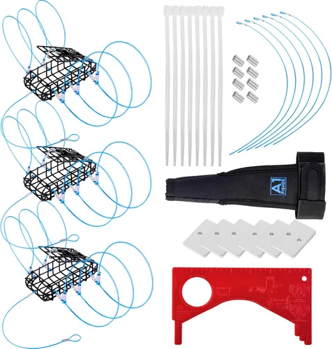 Miniatura 8 de Trampas para cangrejo con 6 bucles, bloque de acero galvanizado de 1 onza, caja rectangular para cangrejo para Dungeness, roca, cangrejo azul
