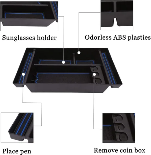 Miniatura 4 de Bandeja organizadora de consola central se adapta a accesorios para GMC Sierra/Chevy Silverado 1500 2019-2022, Silverado/Sierra 2500 HD/3500 HD Azul