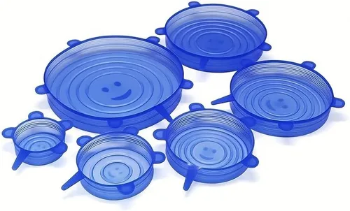 Miniatura 9 de Juego de 6 tapas elásticas de silicona reutilizables, juego de seis piezas de fundas de silicona para conservar frescos, fundas elásticas