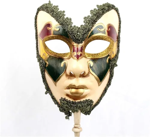 YU FENG Paquete de 2 máscaras de cosplay para parejas, carnaval musical veneciano, Mardi Gras, máscara de mascarada en un palo para fiesta de