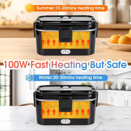 Miniatura 2 de Kabbas Lonchera eléctrica portátil de 1.8 L para adultos, lonchera térmica de 100 W para hombres con doble contenedor extraíble, calentador
