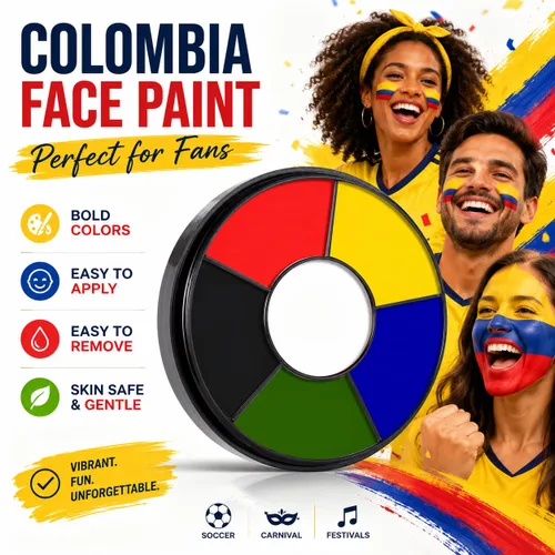 Miniatura 7 de Go Ho Pintura facial de payaso de maquillaje, color blanco, negro, rojo, rueda de colores 3 en 1 para maquillaje de payaso, efectos especiales