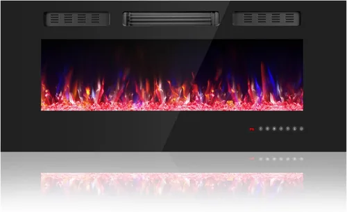 Miniatura 11 de Chimenea eléctrica de 36 pulgadas con cristal, inserto de chimeneas eléctricas, chimenea montada en la pared/empotrada con control remoto, llama