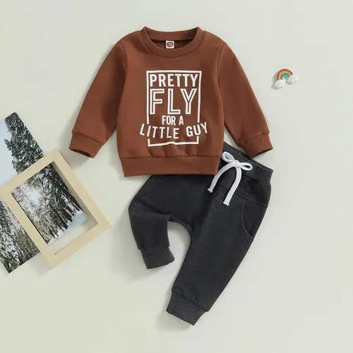Miniatura 2 de Conjunto de ropa para bebé niño con capucha y pantalones de cintura elástica, lindos trajes de otoño e invierno