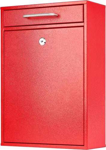Miniatura 12 de KYODOLED Buzón de pared para exterior, cerradura de combinación, grande, negro Sturdy Steel, Anti-theft Large Drop Box, Ideal for Home, Office