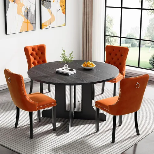 Miniatura 69 de Juego de mesa de comedor de mármol sintético blanco para 6 personas, juego de mesa de comedor extensible de 7 piezas de 63 a 78.74 pulgadas con 6