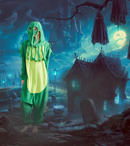 Miniatura 4 de Focupaja Pijama unisex de una pieza para Halloween, disfraz de fiesta de Navidad, cosplay, overol para el hogar, ropa de dormir