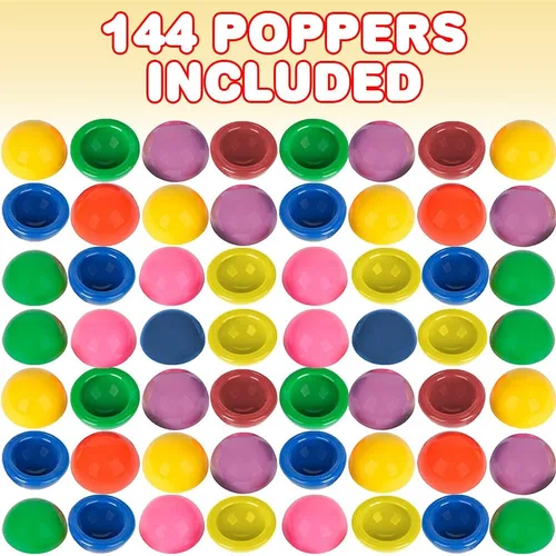 Miniatura 2 de ArtCreativity Mini Poppers de 1 pulgada, paquete a granel de 144, juguetes de media bola emergentes en varios colores, juguetes retro de los años 90